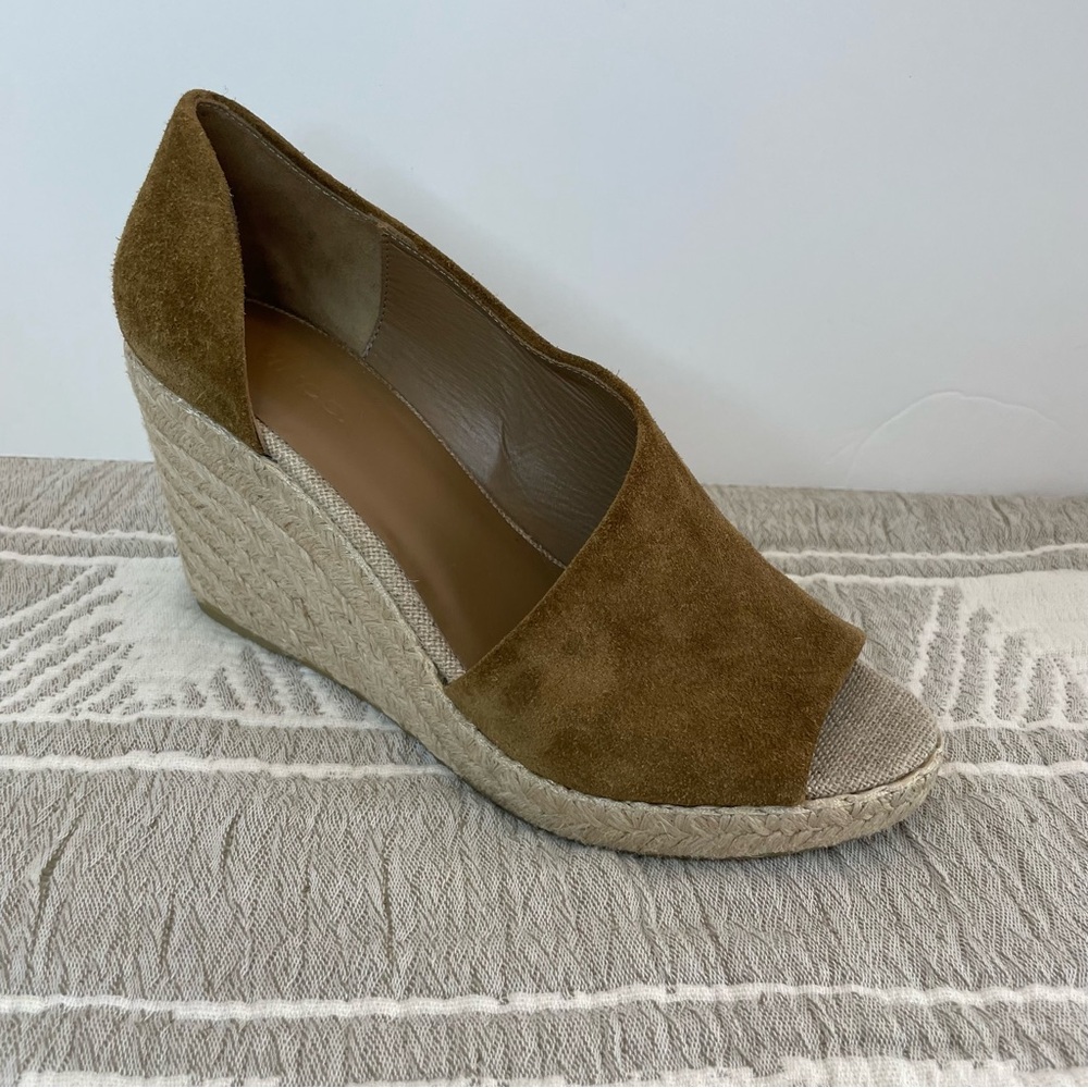 Vince Sonora Brown/Tan Suede Wedge Sandals 7.5 - Picture 2 of 8